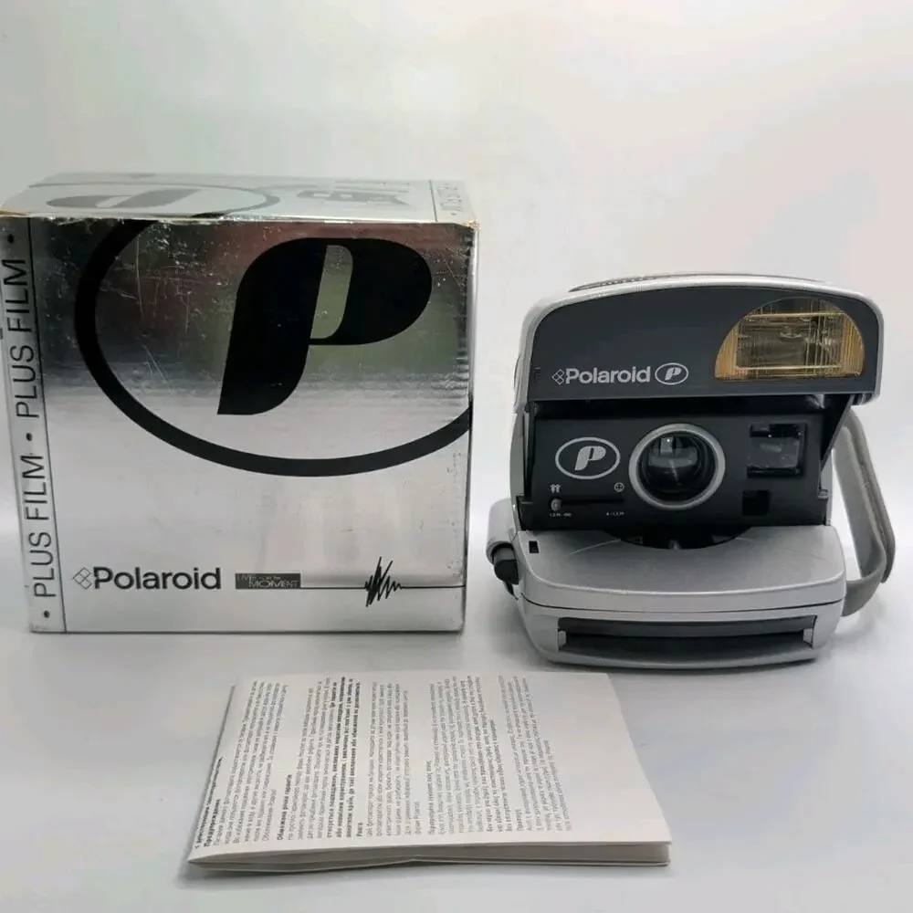 Polaroid P600 Instant Film Camera Silver With Box, Instructions